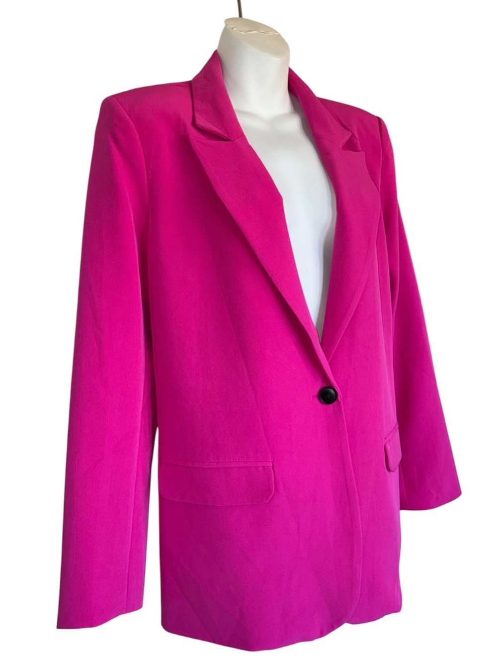 Vince Camuto Blazer Women's L, Hot Pink, tailored, single button, pockets. EUC